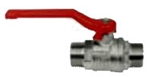 Afbeelding van MS-kogelkraan 1/2' - 2" US (DN15/50) met rode hendel van staal, PN 25, MS 58