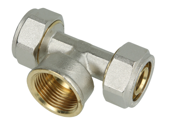 Picture of Messing koppelingen met knelring voor PEX/PERT-buis T-stuk met IS